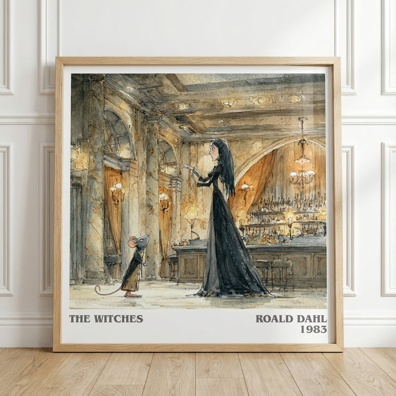The Witches literary print in frame leaning in hallway – childrens wall art