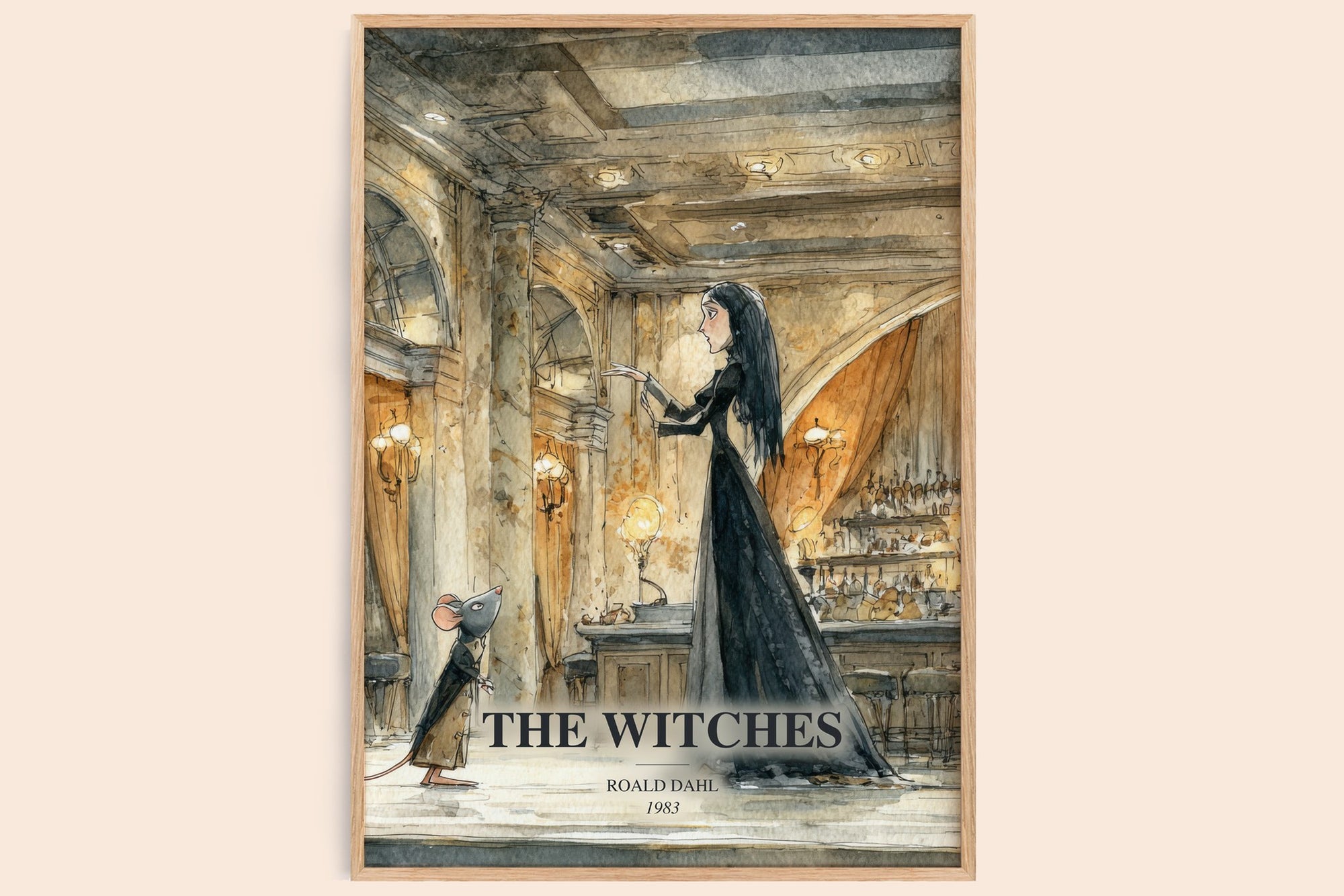 The Witches watercolour book poster by Roald Dahl – framed literary art print