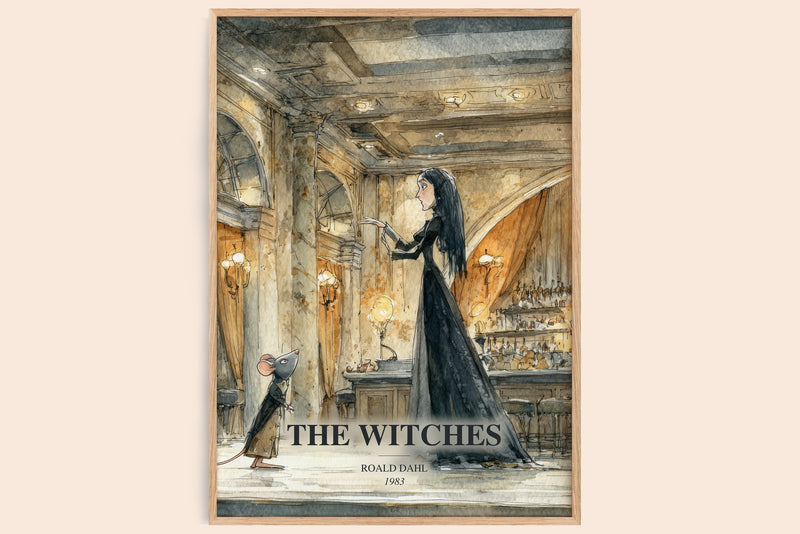 The Witches watercolour book poster by Roald Dahl – framed literary art print