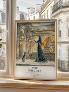The Witches Book Cover Poster by Roald Dahl – framed print by a bright window