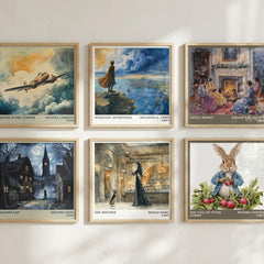 The Witches Literary Art Print by Roald Dahl – square print in a six-frame gallery wall