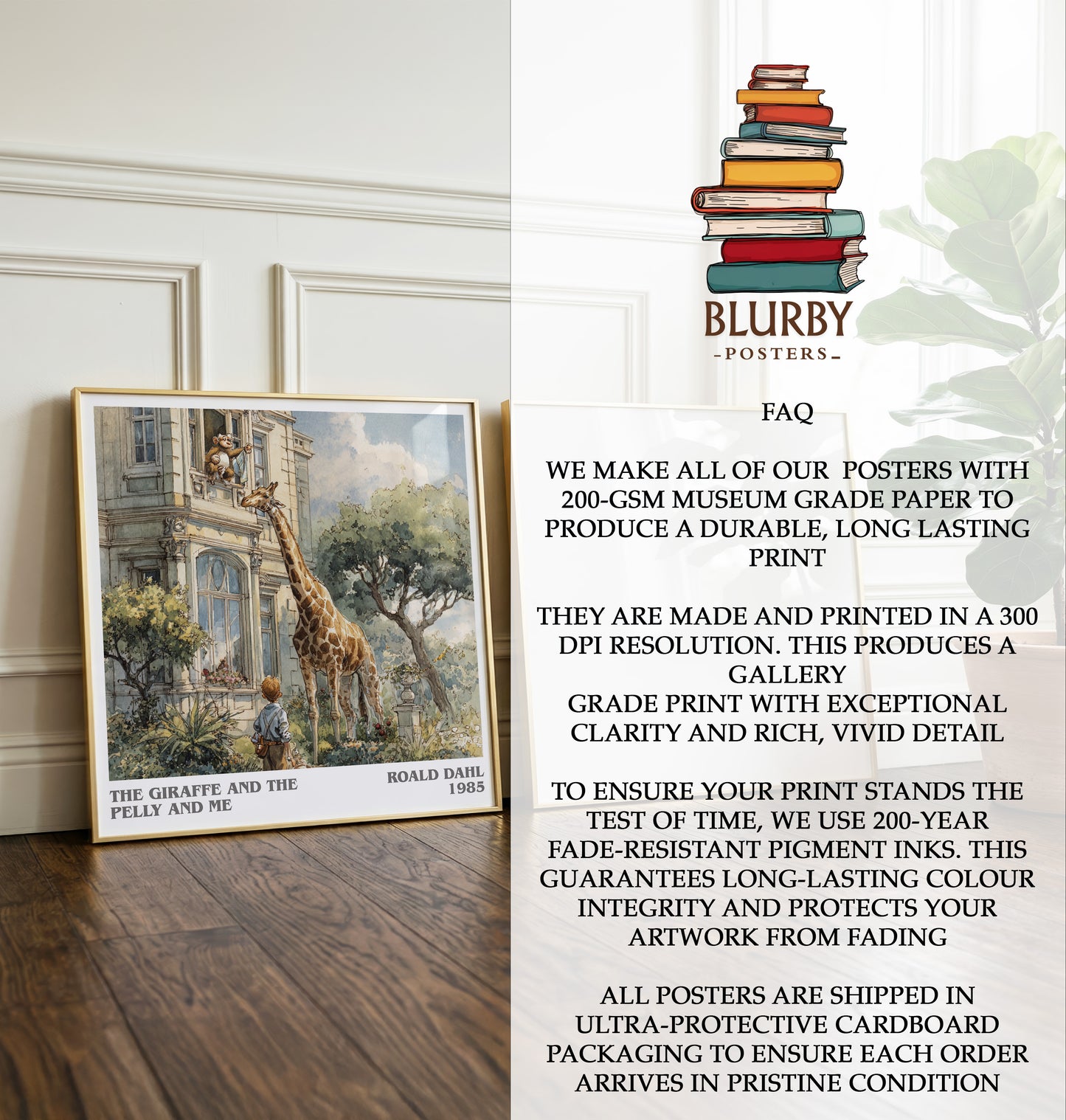 The Giraffe And The Pelly And Me by Roald Dahl | Square Bookish Poster | Inspired Fan Art Print | Free Delivery