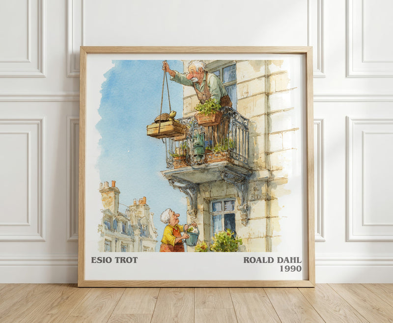 Esio Trot literary print in frame leaning in hallway – childrens wall art