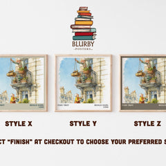 Esio Trot Literary Art Print by Roald Dahl – Style X, Y and Z square prints side by side – choose your finish
