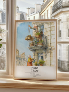 Esio Trot Book Cover Poster by Roald Dahl – framed print by a bright window