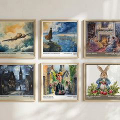 The Vicar of Nibbleswicke Literary Art Print by Roald Dahl – square print in a six-frame gallery wall