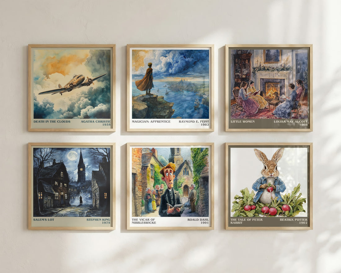 The Vicar of Nibbleswicke Literary Art Print by Roald Dahl – square print in a six-frame gallery wall