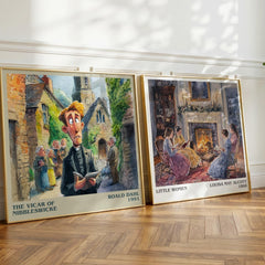 The Vicar of Nibbleswicke Literary Art Print by Roald Dahl – large square framed print leaning against a wall