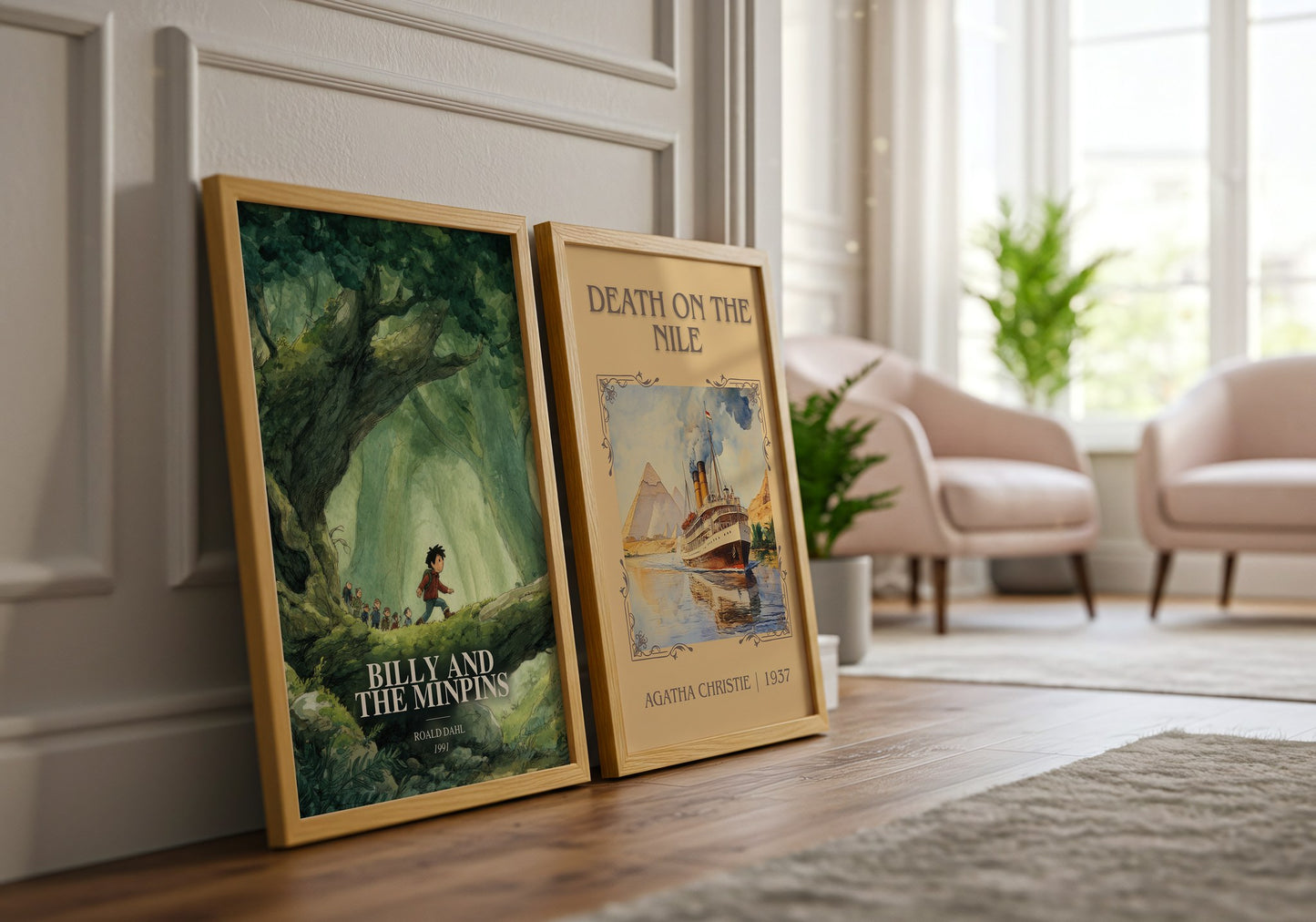 Billy And The Minpins watercolour print framed by window – literary home decor