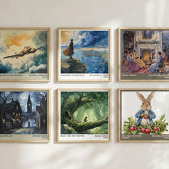 Billy and the Minpins Literary Art Print by Roald Dahl – square print in a six-frame gallery wall