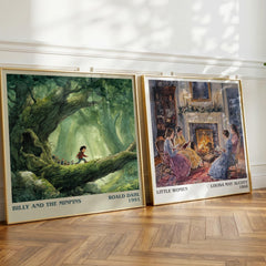 Billy and the Minpins Literary Art Print by Roald Dahl – large square framed print leaning against a wall