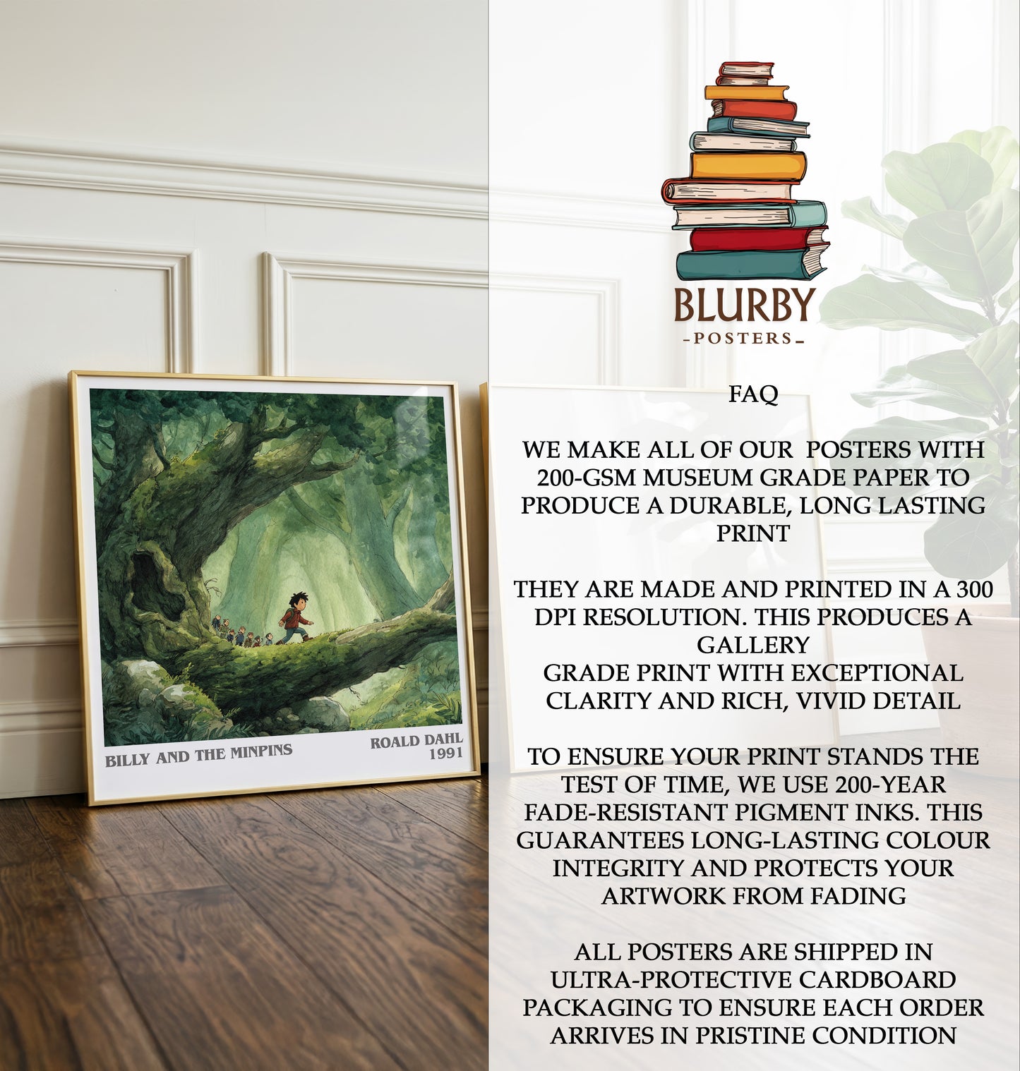 Billy And The Minpins by Roald Dahl | Square Bookish Poster | Inspired Fan Art Print | Free Delivery