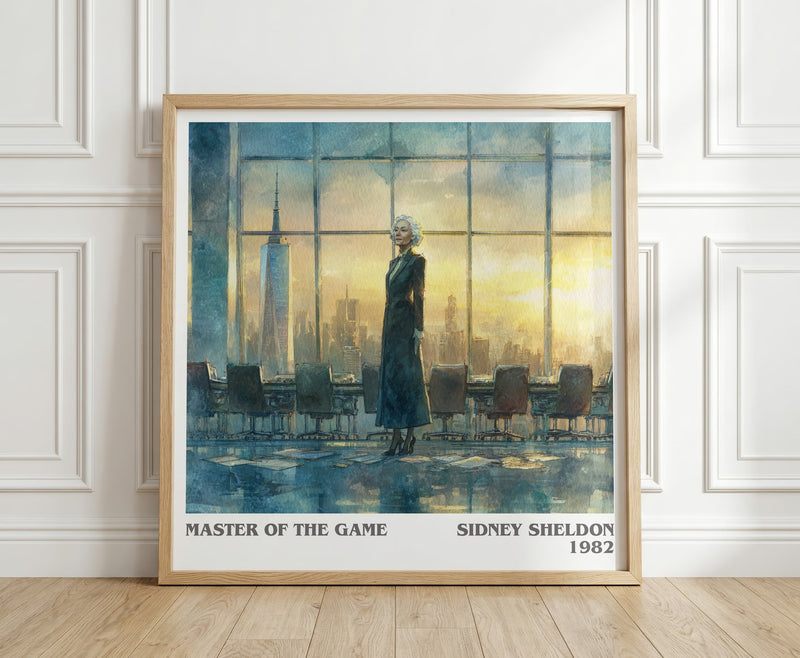Master of the Game literary print in frame leaning in hallway – thriller wall art