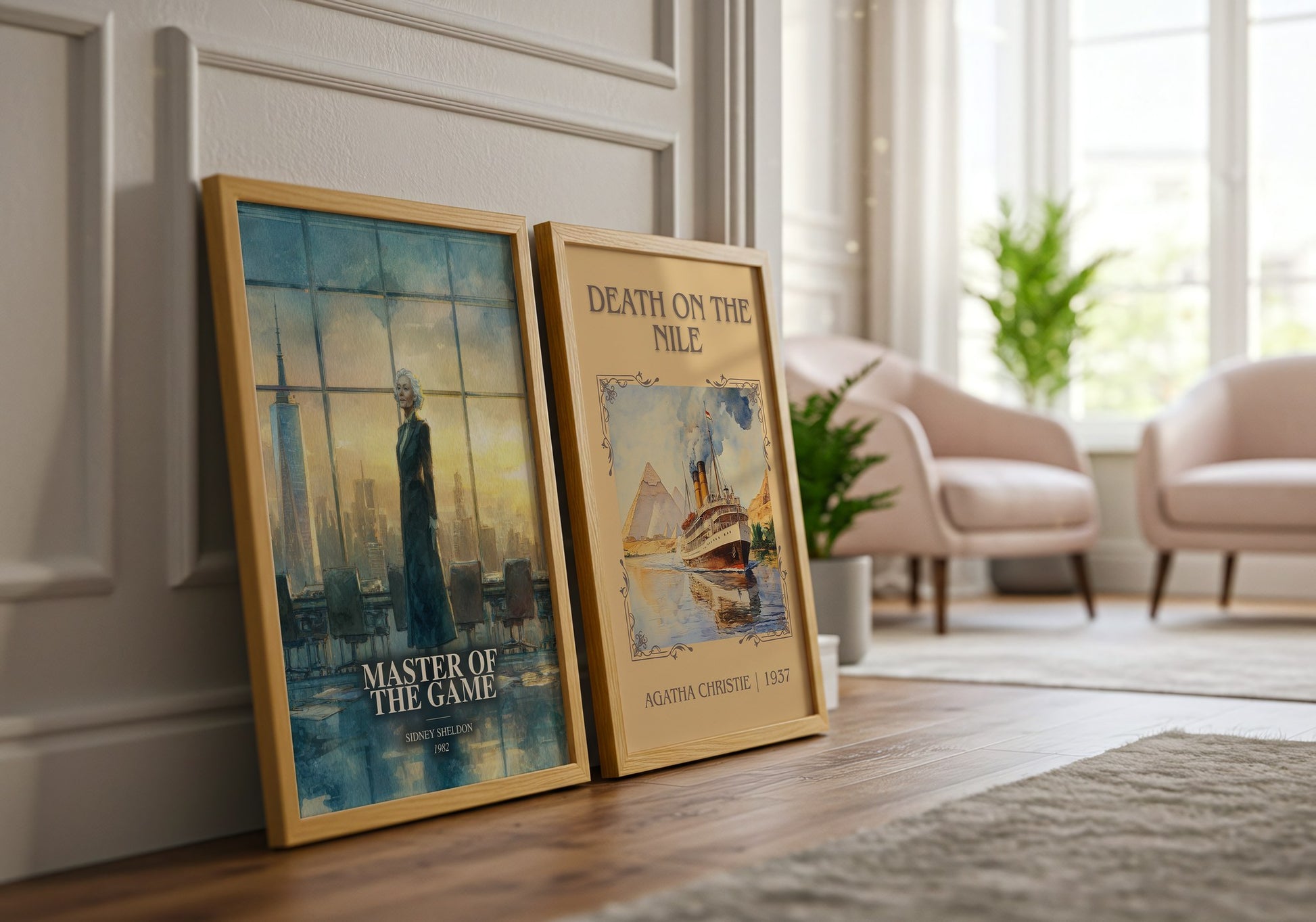Master Of The Game watercolour print framed by window – literary home decor