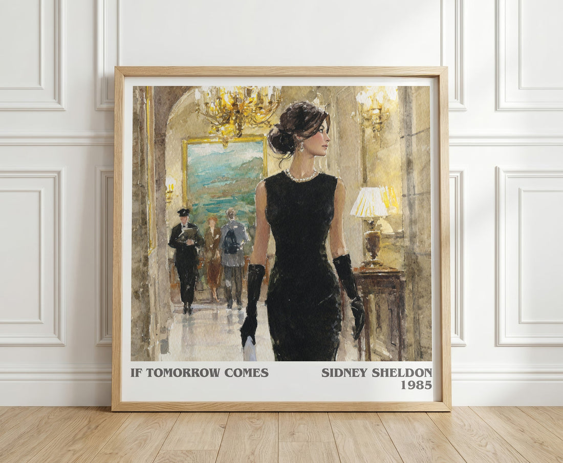 If Tomorrow Comes literary print in frame leaning in hallway – thriller wall art (mockup)