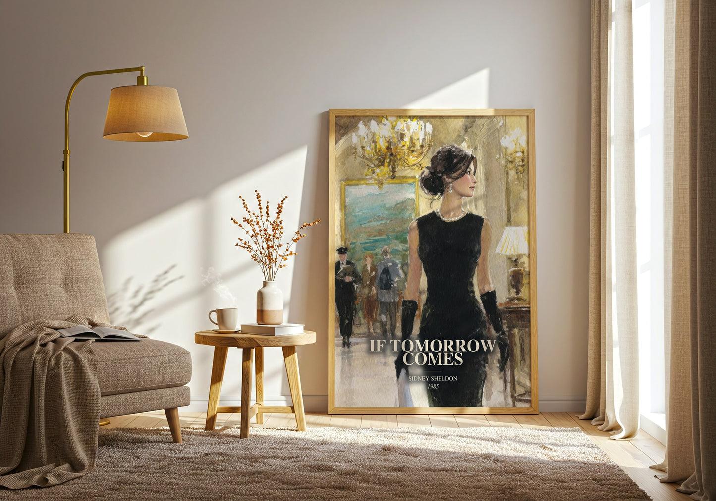 If Tomorrow Comes watercolour print in frame leaning in hallway – thriller wall art