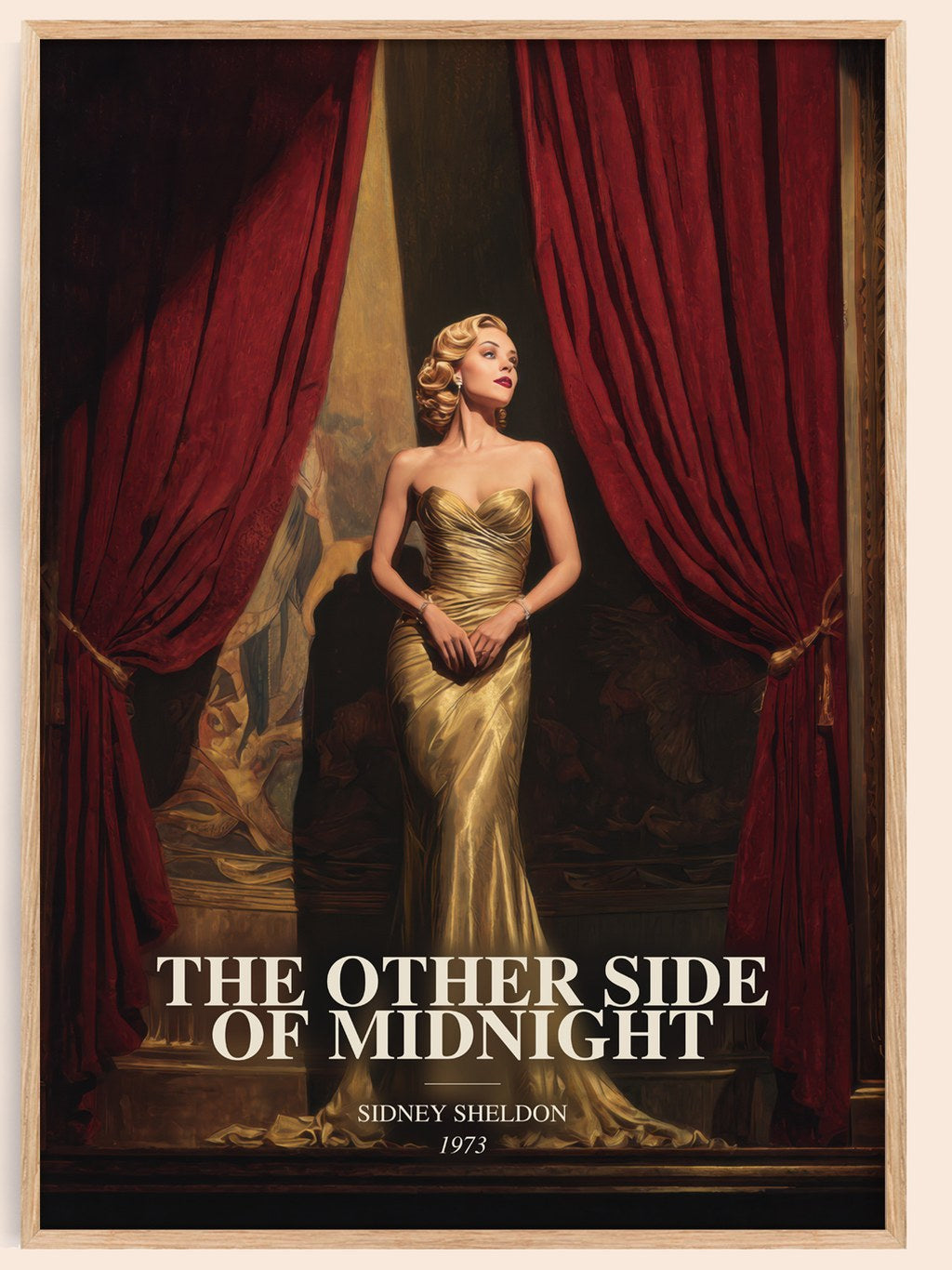 The Other Side Of Midnight watercolour book poster by Sidney Sheldon – framed literary art print