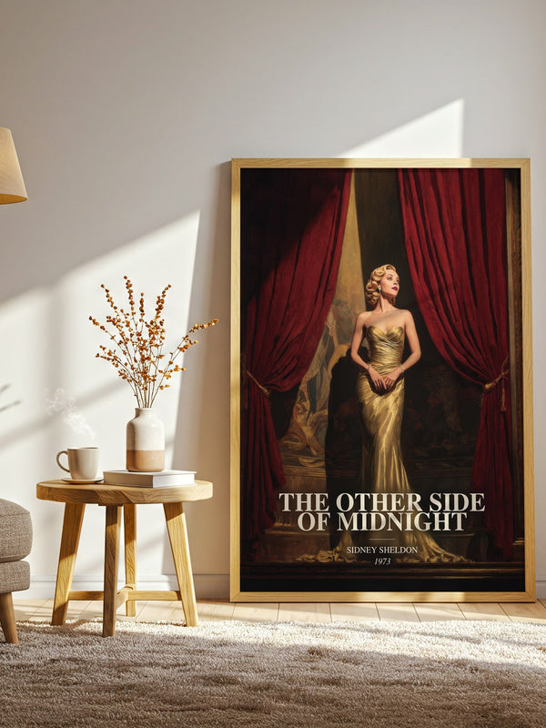 The Other Side Of Midnight watercolour print in frame leaning in hallway – thriller wall art