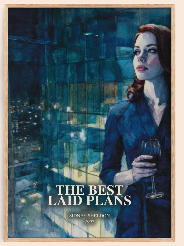 The Best Laid Plans watercolour book poster by Sidney Sheldon – framed literary art print