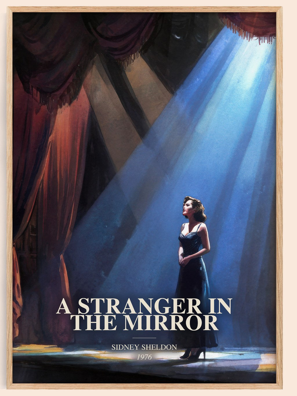 A Stranger In The Mirror watercolour book poster by Sidney Sheldon – framed literary art print