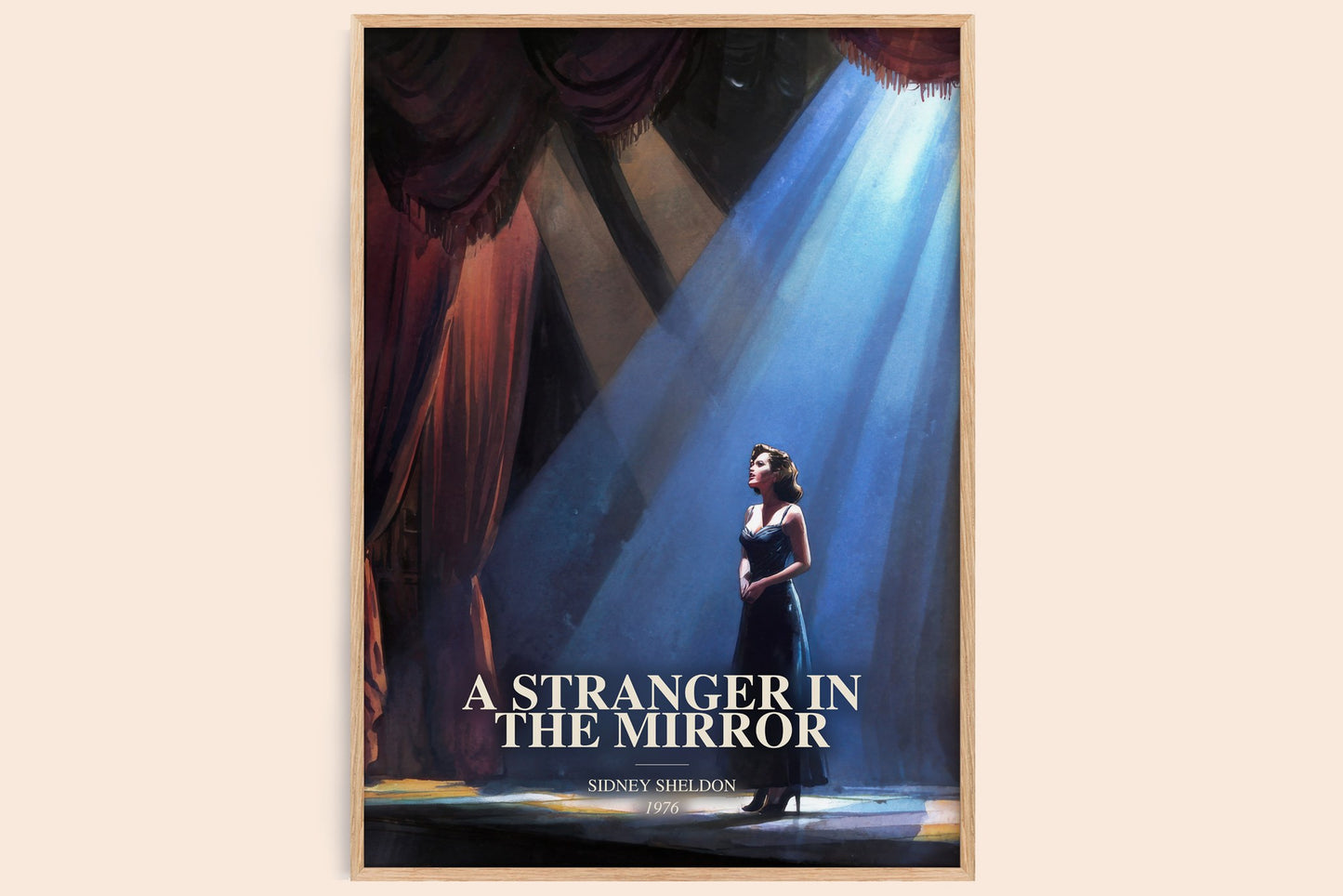A Stranger In The Mirror watercolour book poster by Sidney Sheldon – framed literary art print