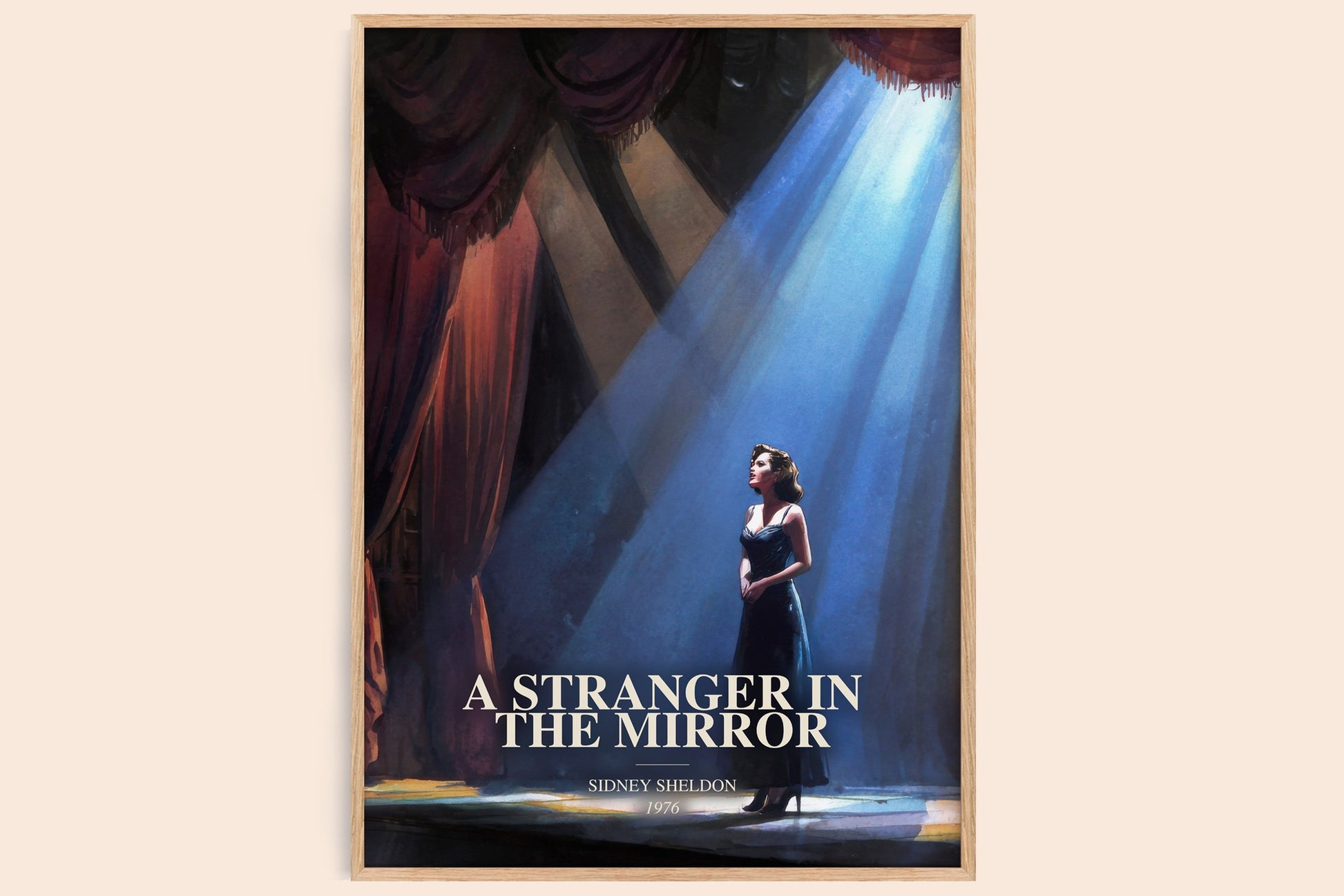 A Stranger In The Mirror watercolour book poster by Sidney Sheldon – framed literary art print