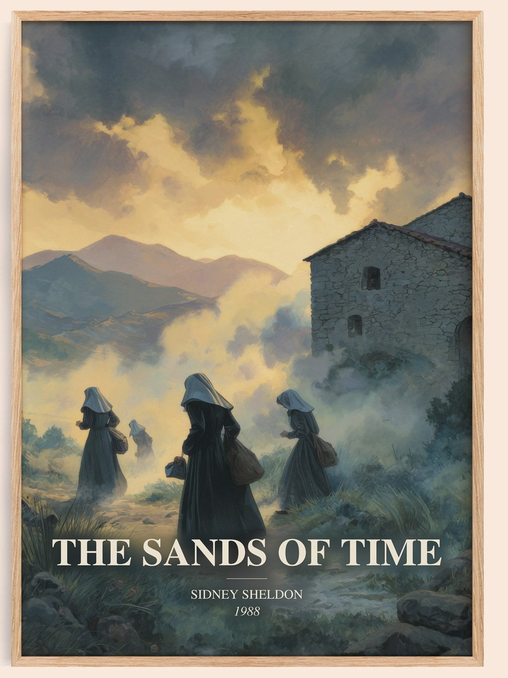 The Sands Of Time watercolour book poster by Sidney Sheldon – framed literary art print