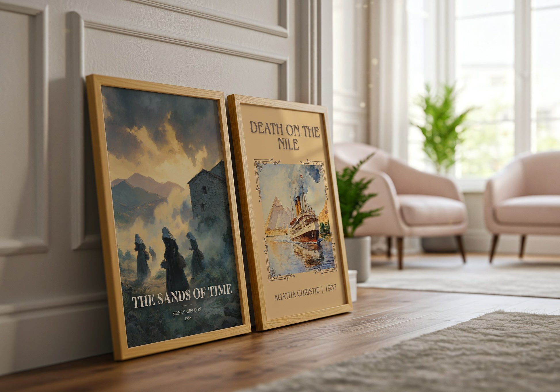 The Sands Of Time watercolour print framed by window – literary home decor