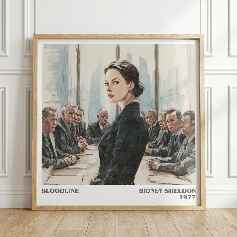 Bloodline literary print in frame leaning in hallway – thriller wall art
