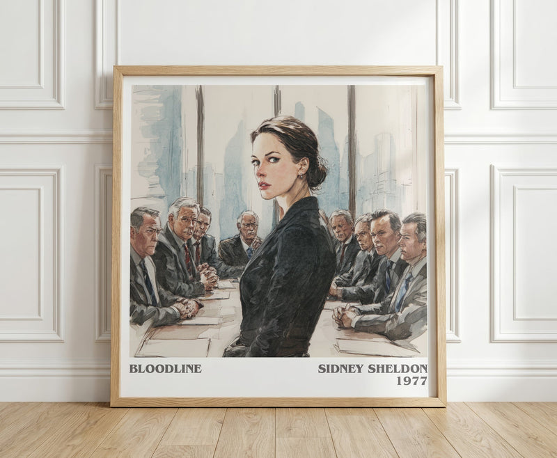 Bloodline literary print in frame leaning in hallway – thriller wall art
