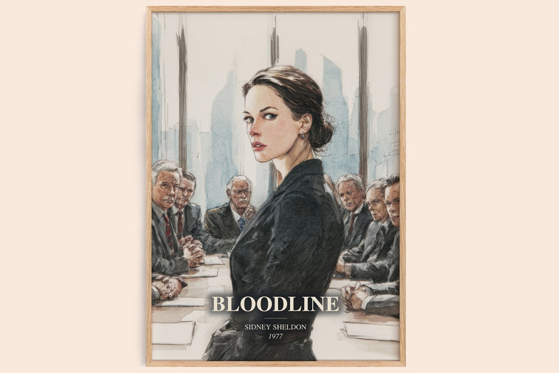 Bloodline watercolour book poster by Sidney Sheldon – framed literary art print