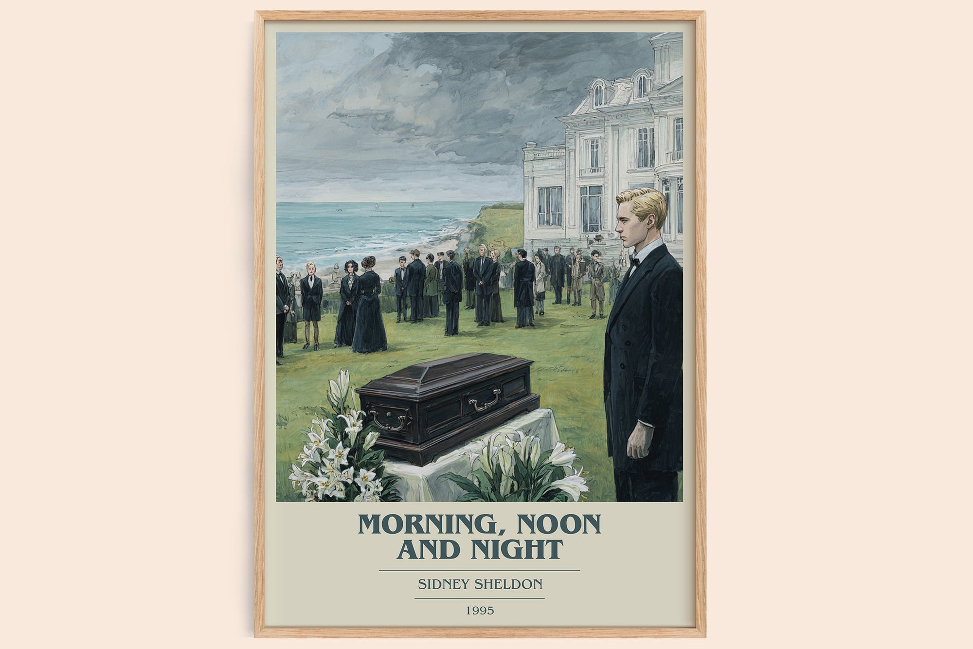 Morning, Noon and Night book cover book poster by Sidney Sheldon – framed literary art print