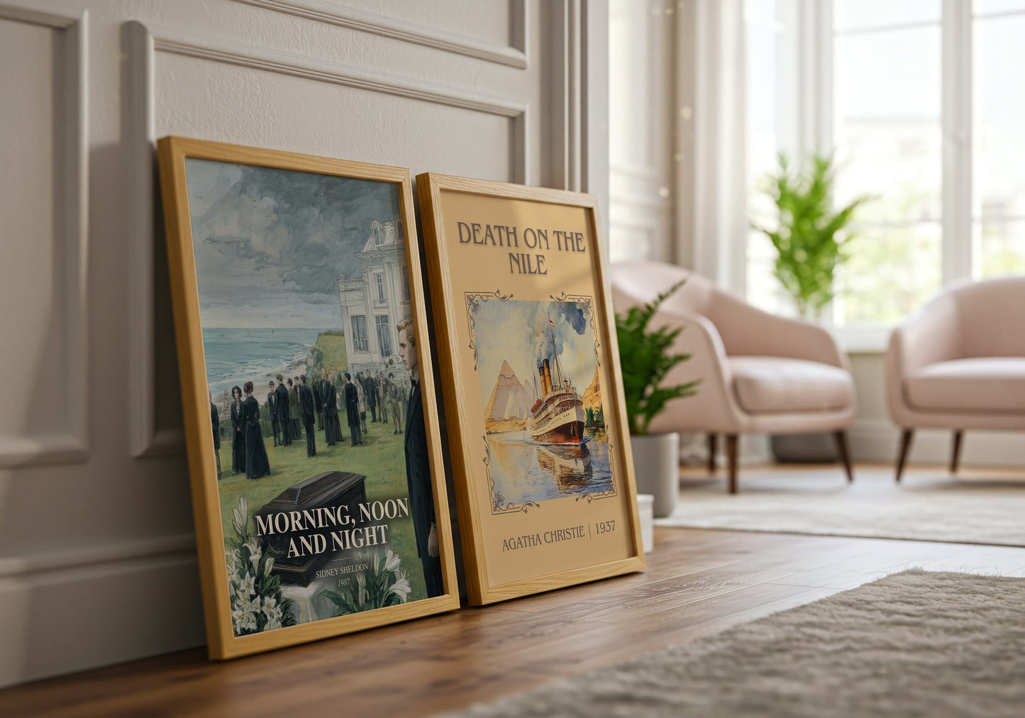 Morning, Noon And Night watercolour print framed by window – literary home decor