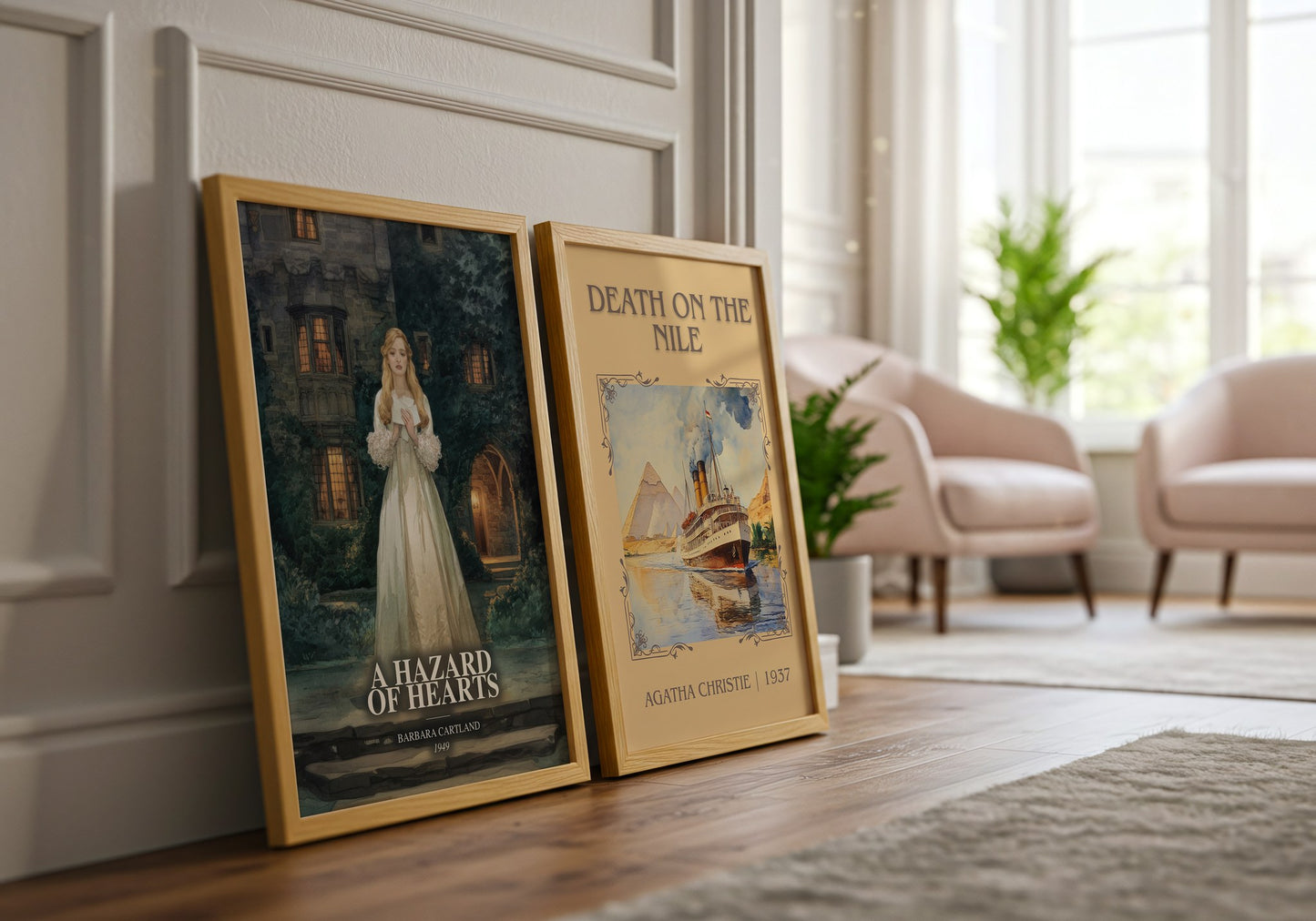 A Hazard Of Hearts watercolour print framed by window – literary home decor
