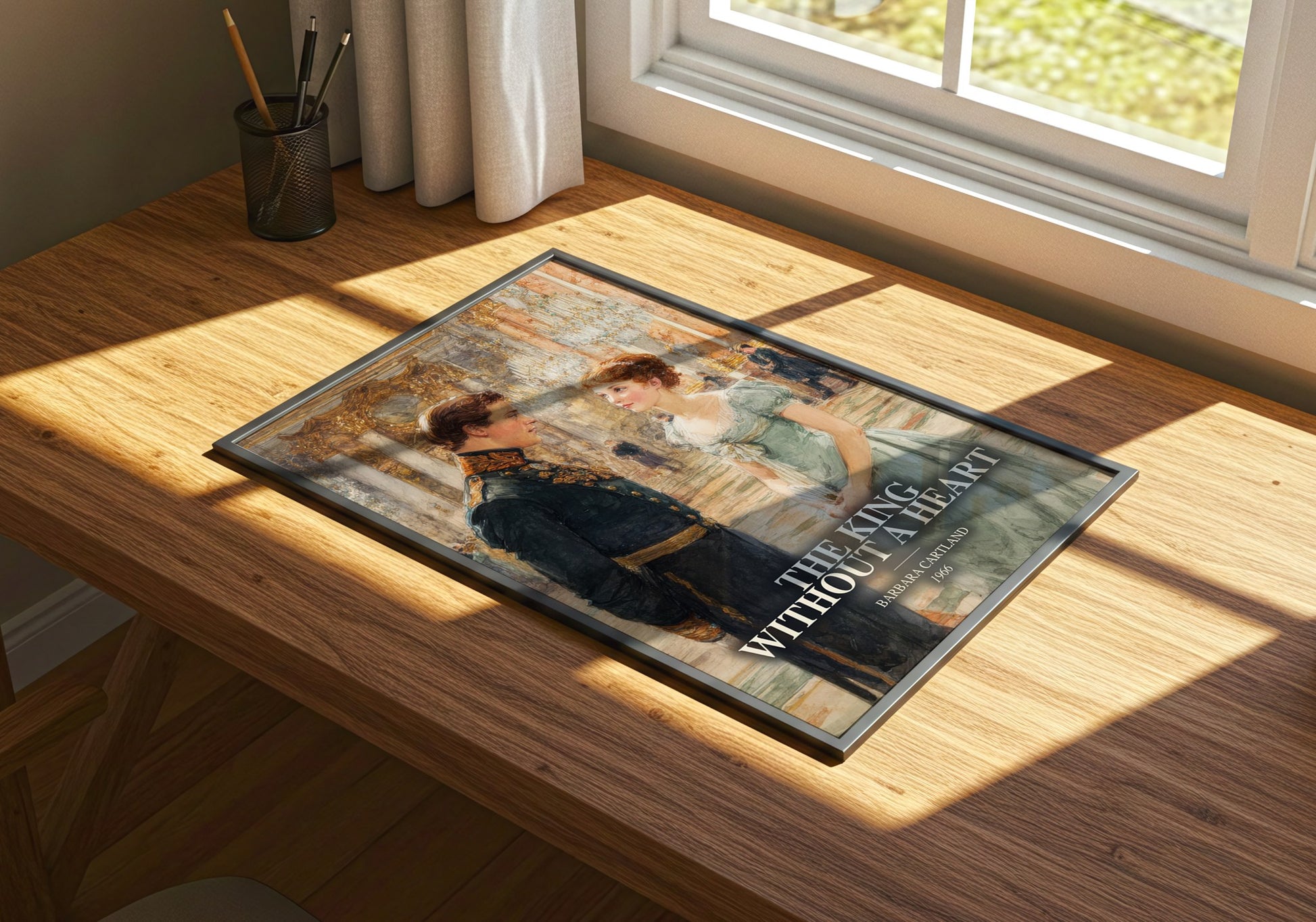 The King Without A Heart watercolour book poster framed on wall – romance wall art