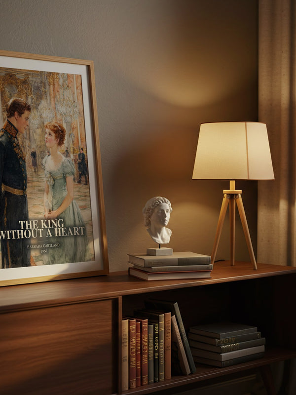 The King Without A Heart watercolour print on bookshelf – Barbara Cartland fan gift
