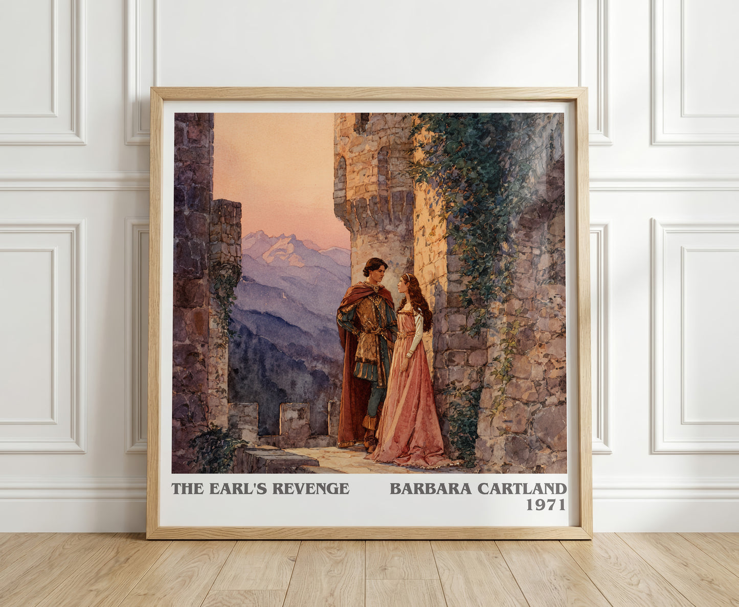 The Earl's Revenge literary print in frame leaning in hallway – romance wall art