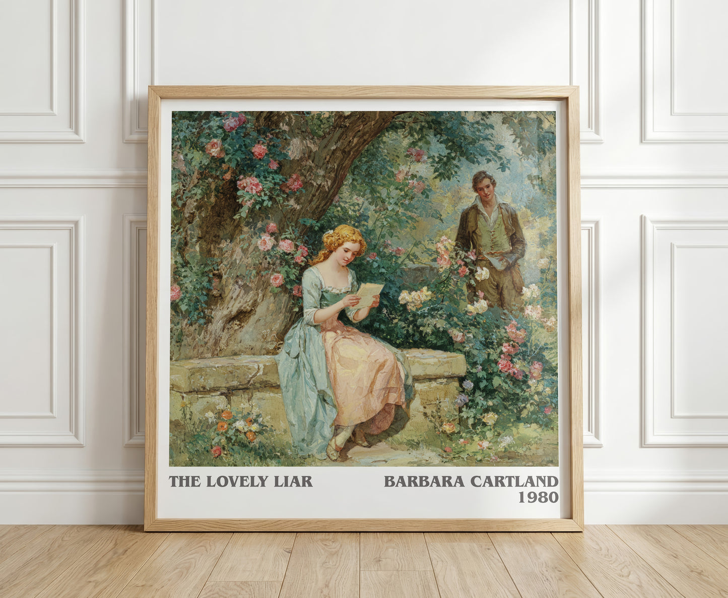 The Lovely Liar literary print in frame leaning in hallway – romance wall art