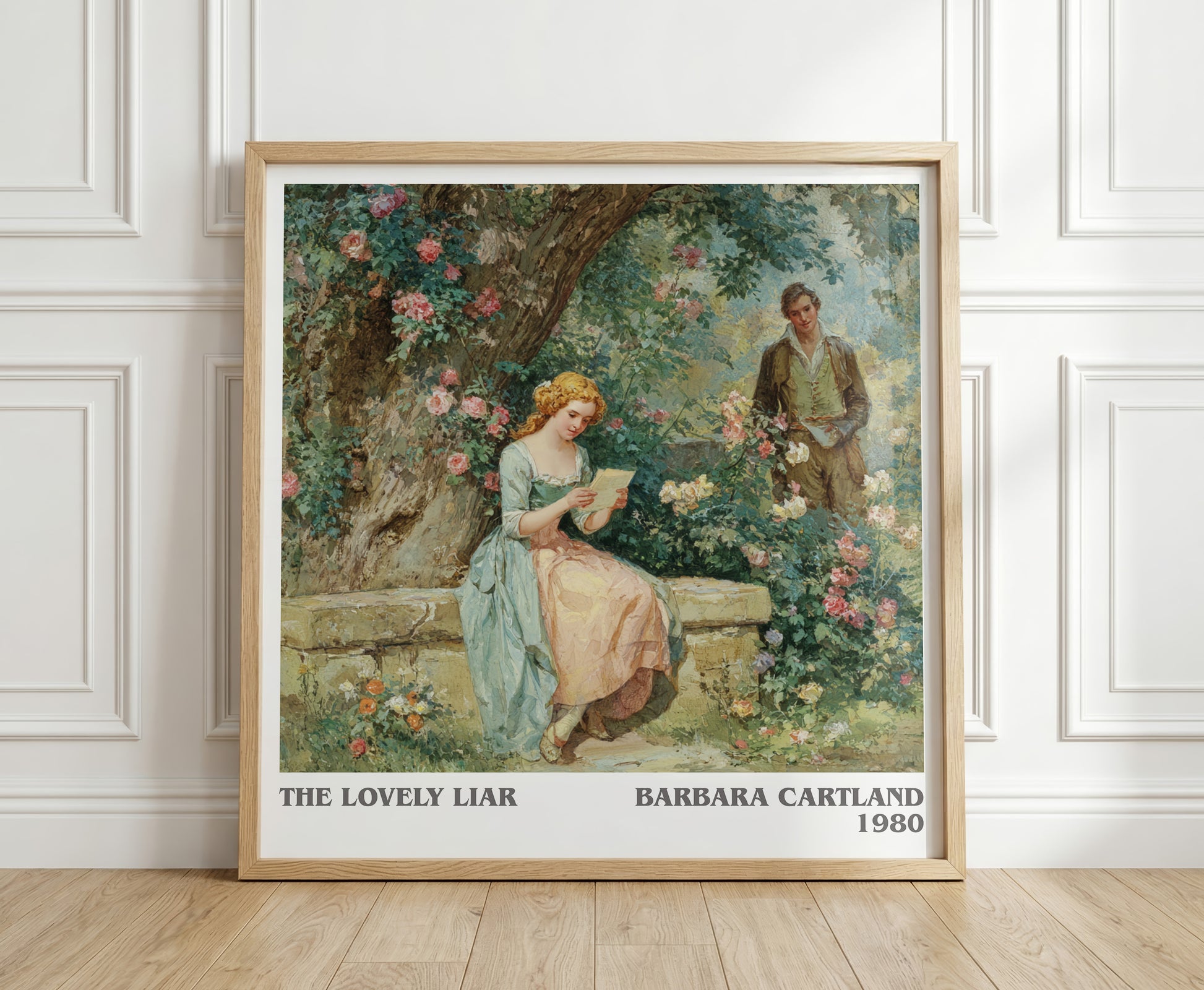 The Lovely Liar literary print in frame leaning in hallway – romance wall art