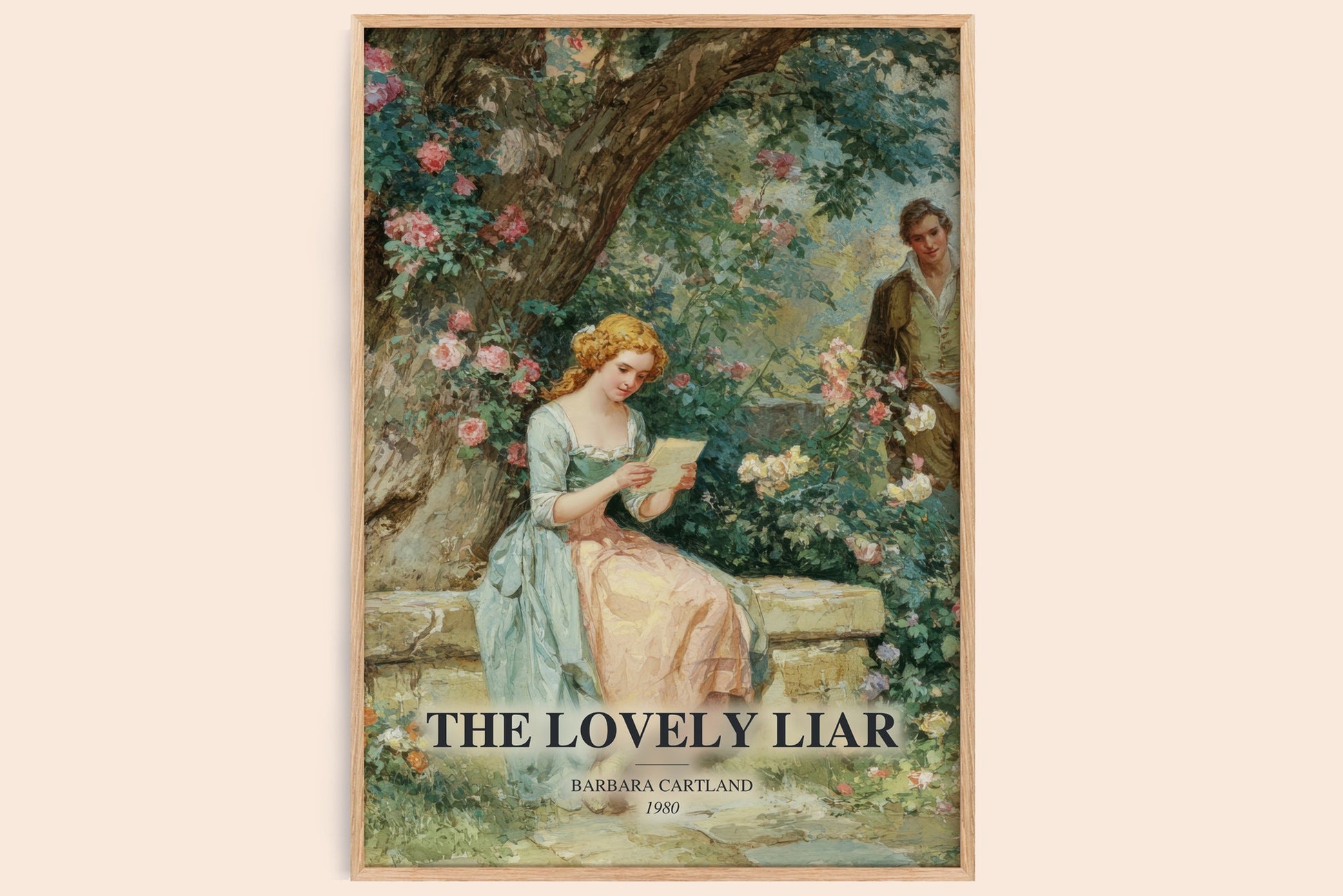 The Lovely Liar watercolour book poster by Barbara Cartland – framed literary art print