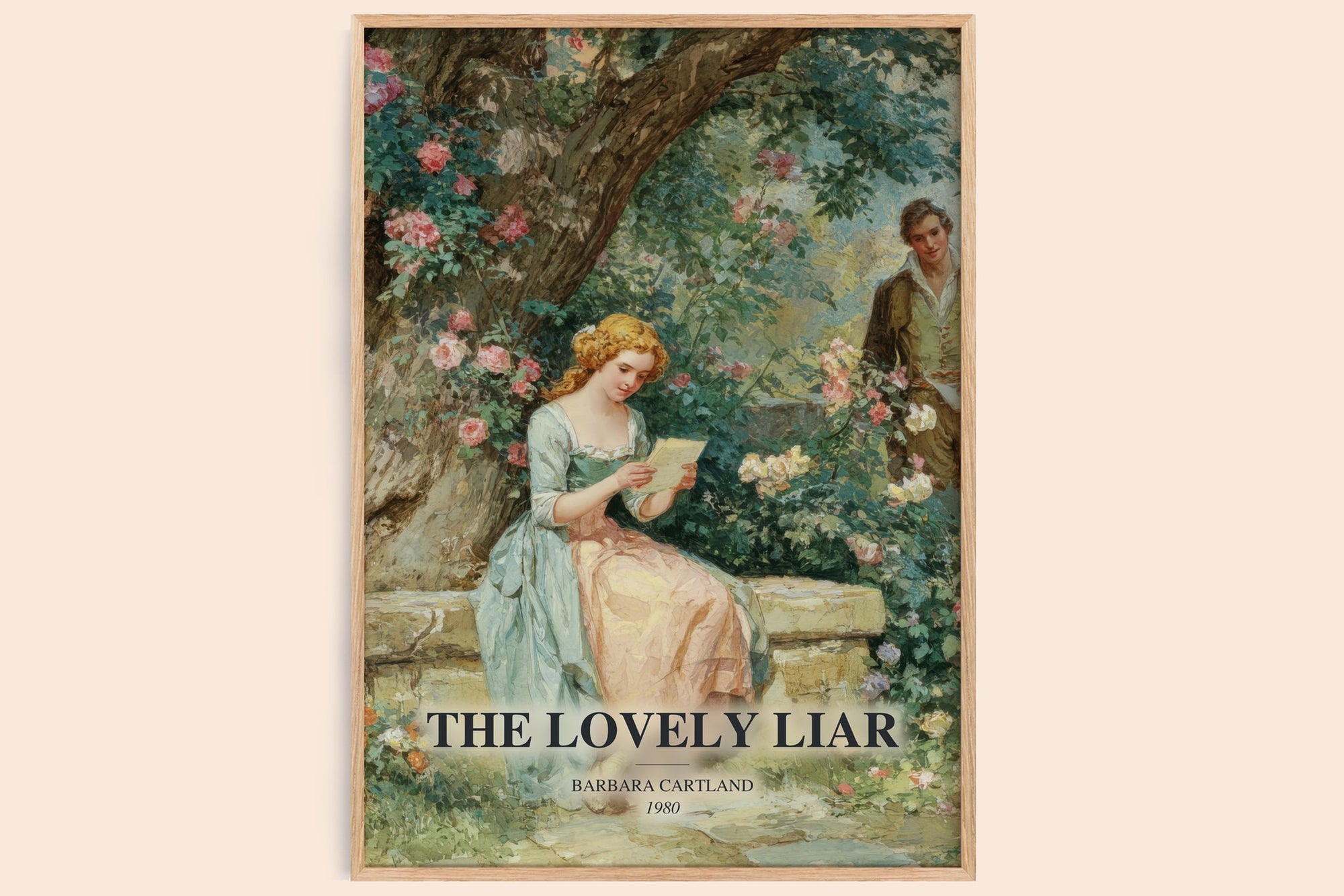 The Lovely Liar watercolour book poster by Barbara Cartland – framed literary art print