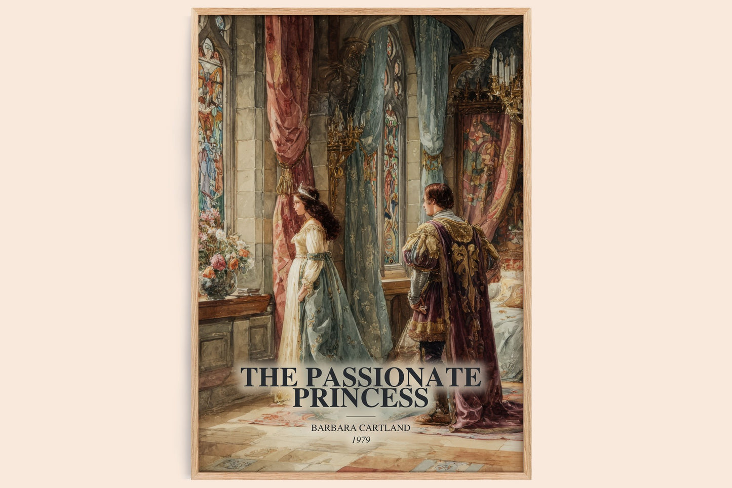 The Passionate Princess watercolour book poster by Barbara Cartland – framed literary art print