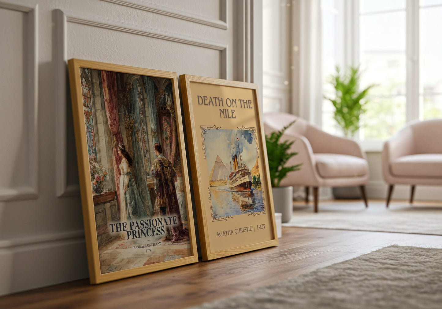 The Passionate Princess watercolour print framed by window – literary home decor