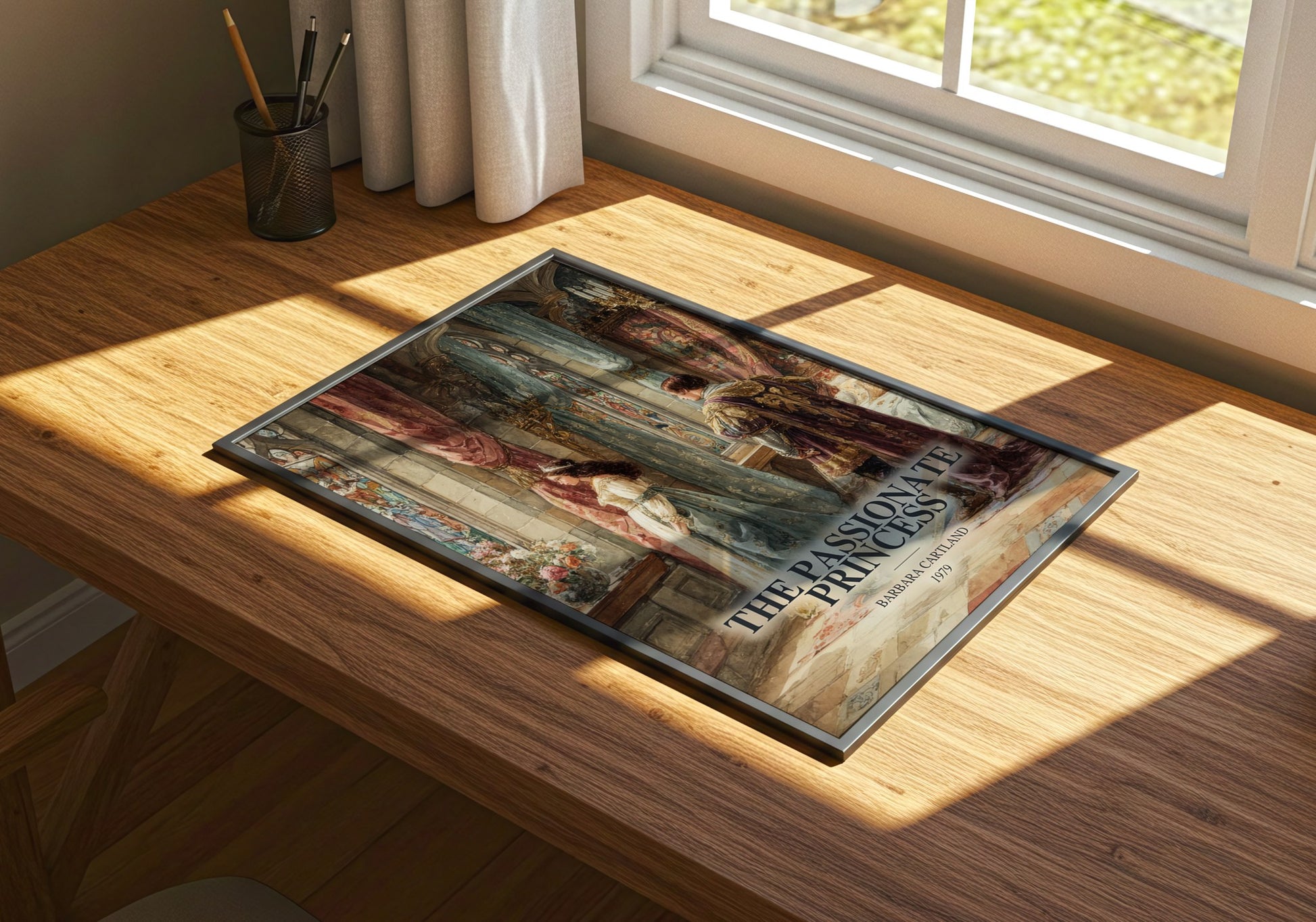 The Passionate Princess watercolour book poster framed on wall – romance wall art