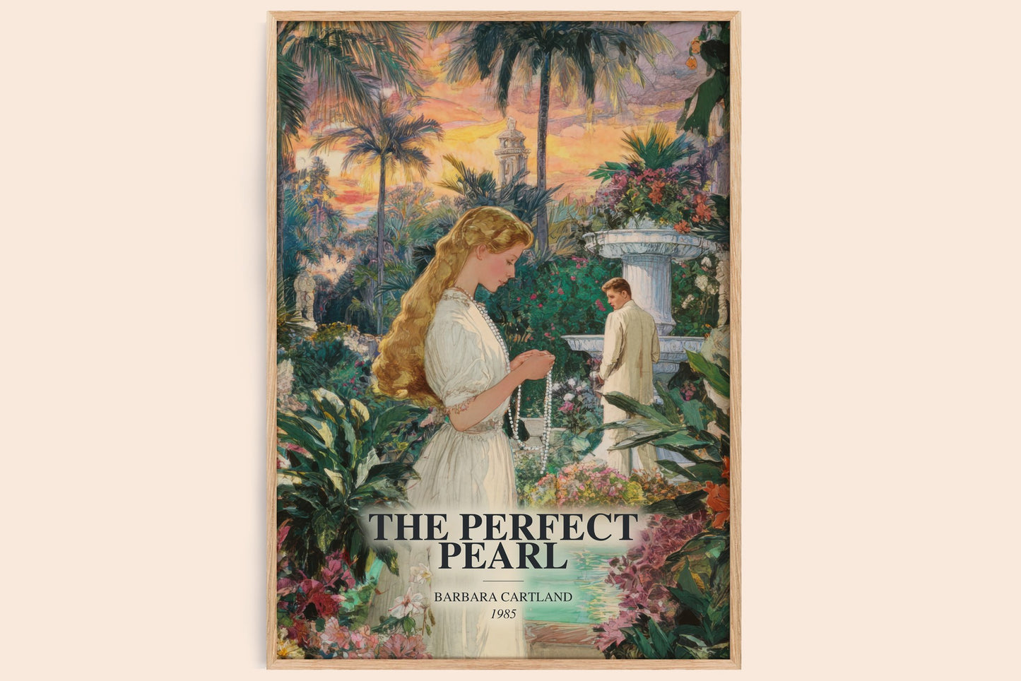 The Perfect Pearl watercolour book poster by Barbara Cartland – framed literary art print
