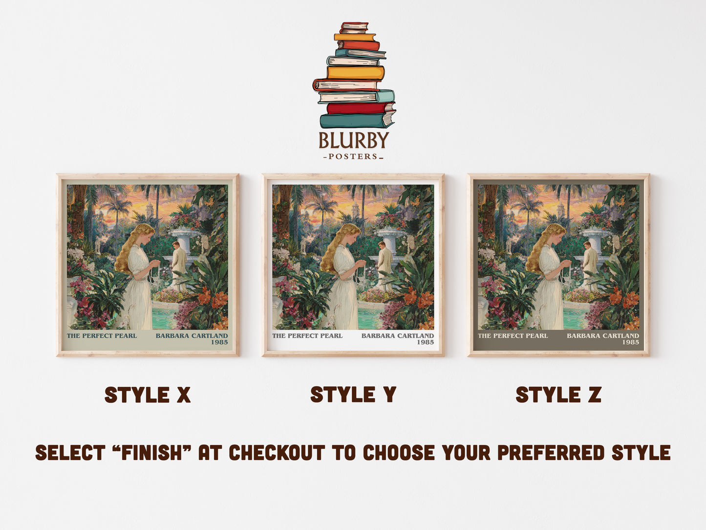 The Perfect Pearl literary art print colour and style options – Barbara Cartland book art
