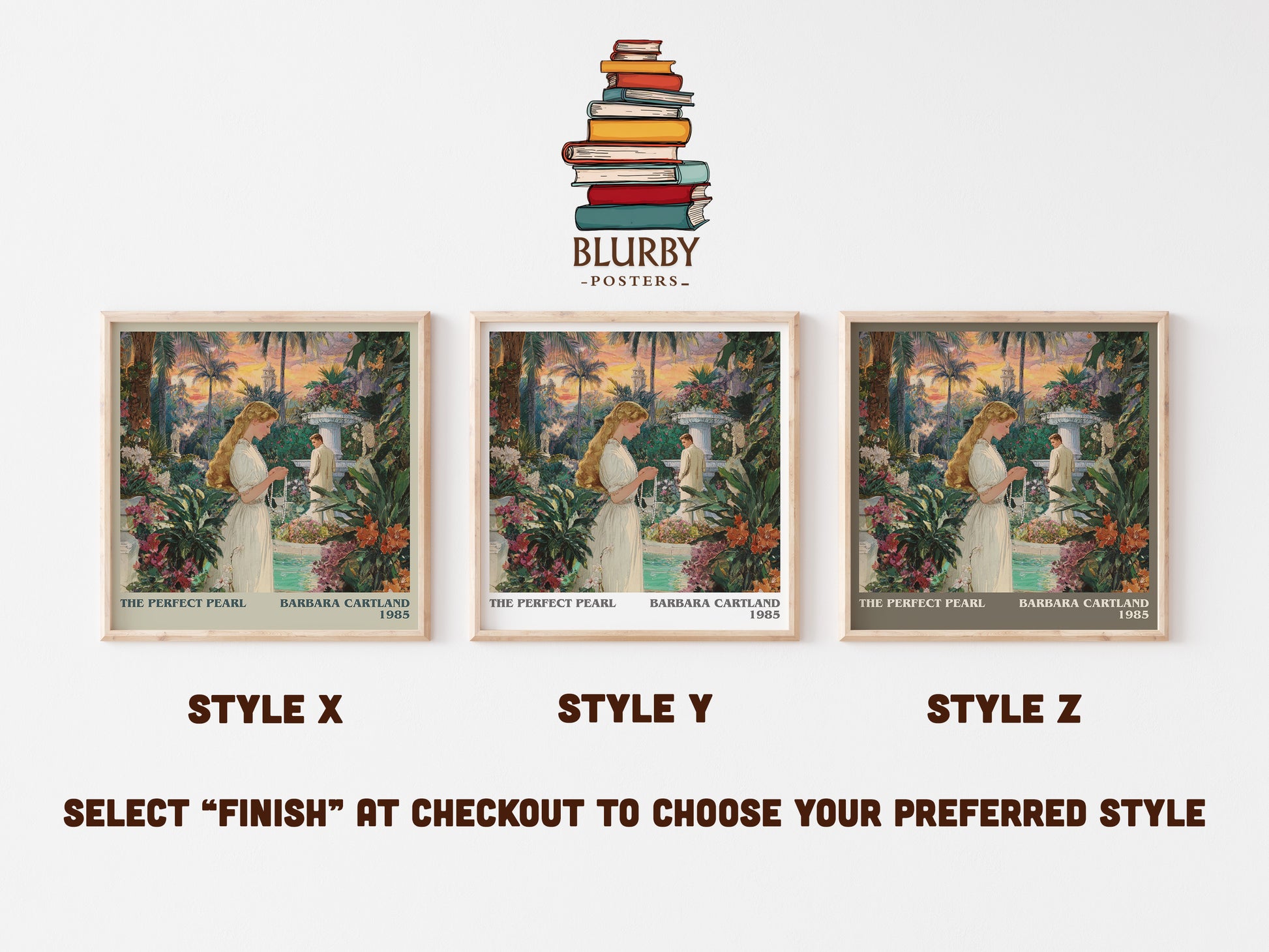 The Perfect Pearl literary art print colour and style options – Barbara Cartland book art