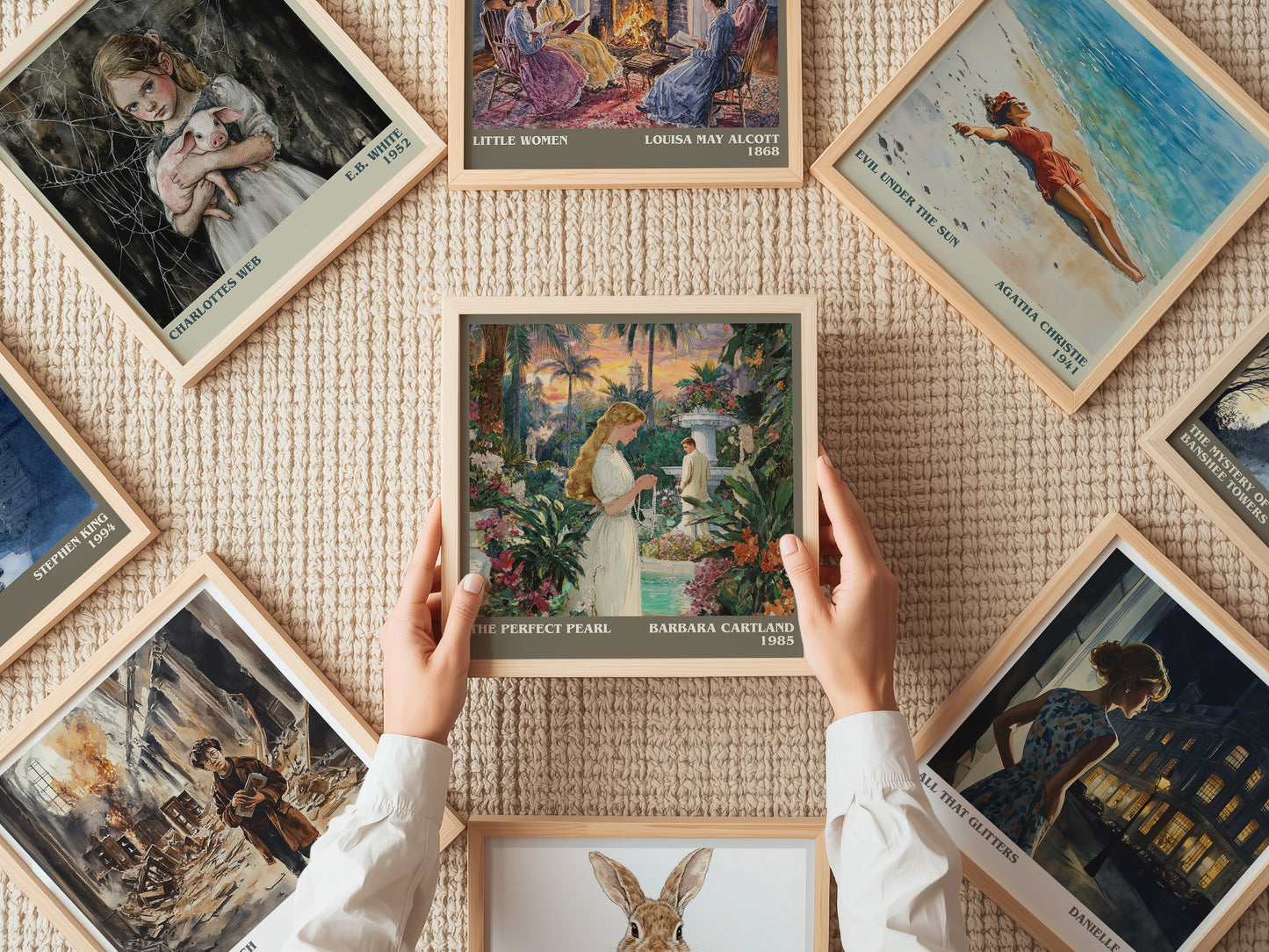 The Perfect Pearl literary print on bookshelf – Barbara Cartland fan gift
