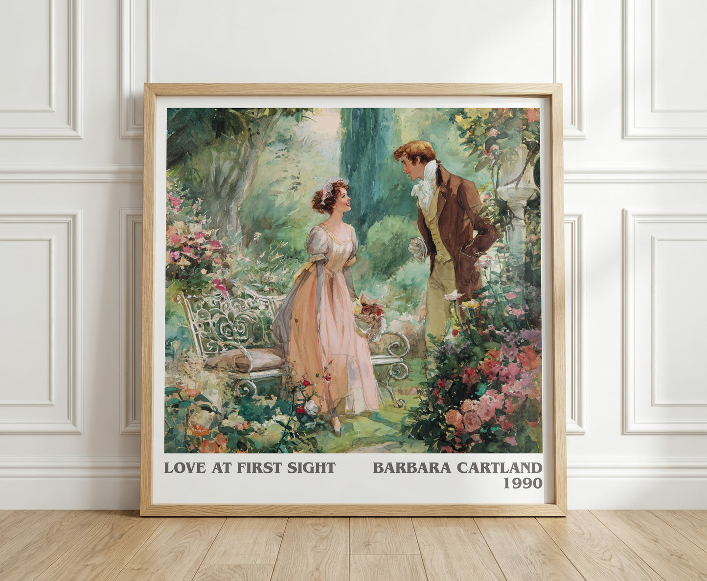 Love at First Sight literary print in frame leaning in hallway – romance wall art