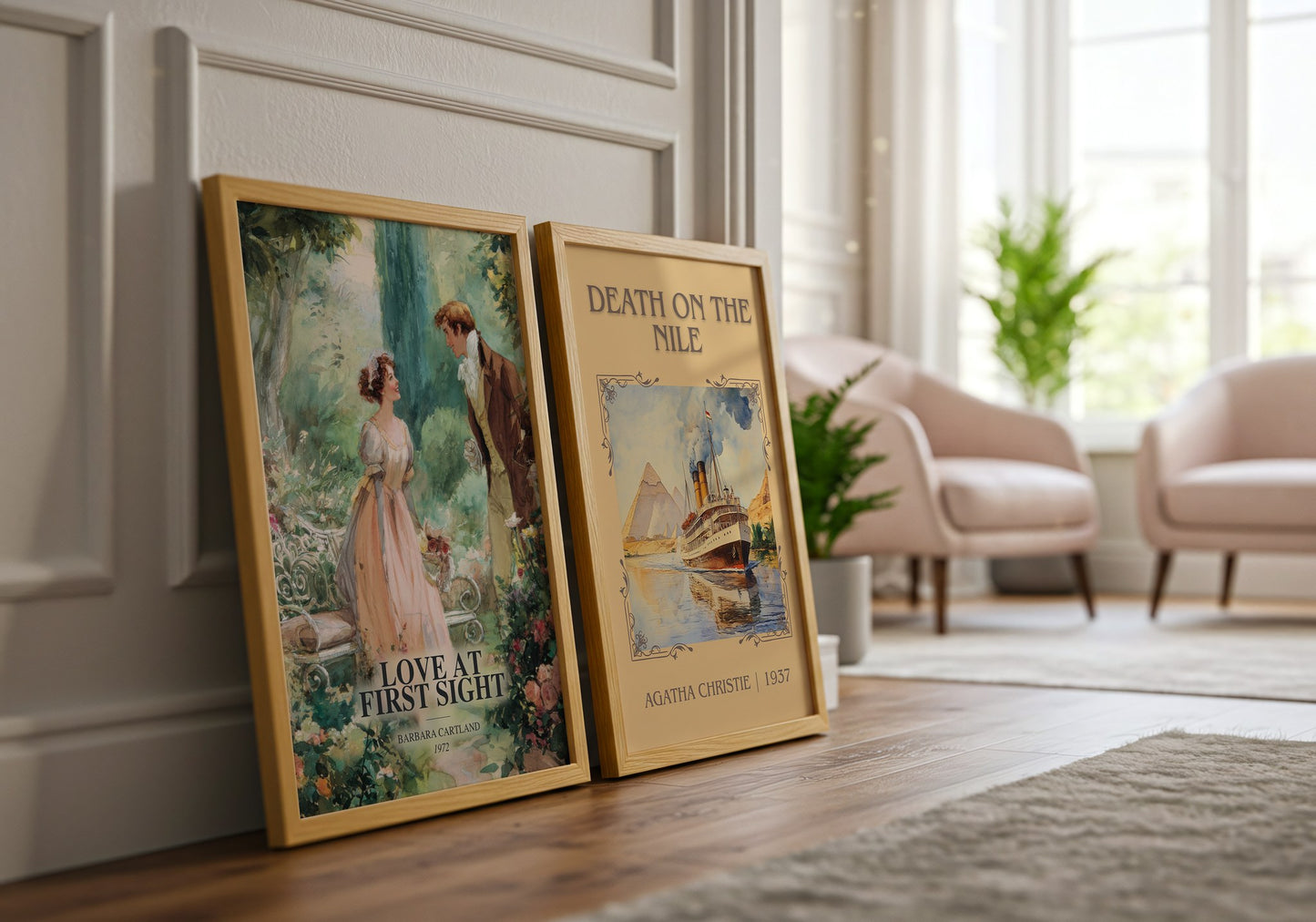 Love At First Sight watercolour print framed by window – literary home decor